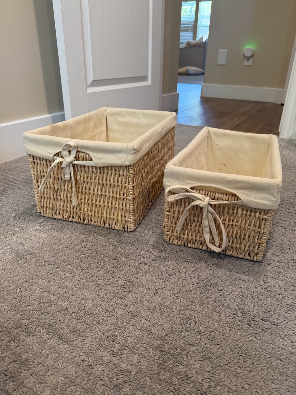 Storage Basket Set with Cream Fabric Liner